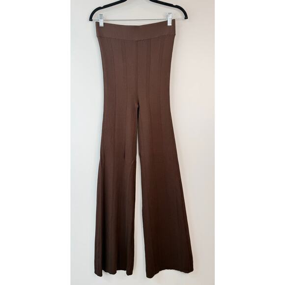 NWT REMAIN Birger Christensen Solaima Slate Brown Ribbed Flare Leg Lounge Pants